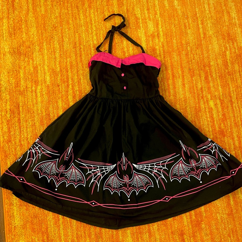 Never worn sourpuss spooksville batty pinstripe dress.